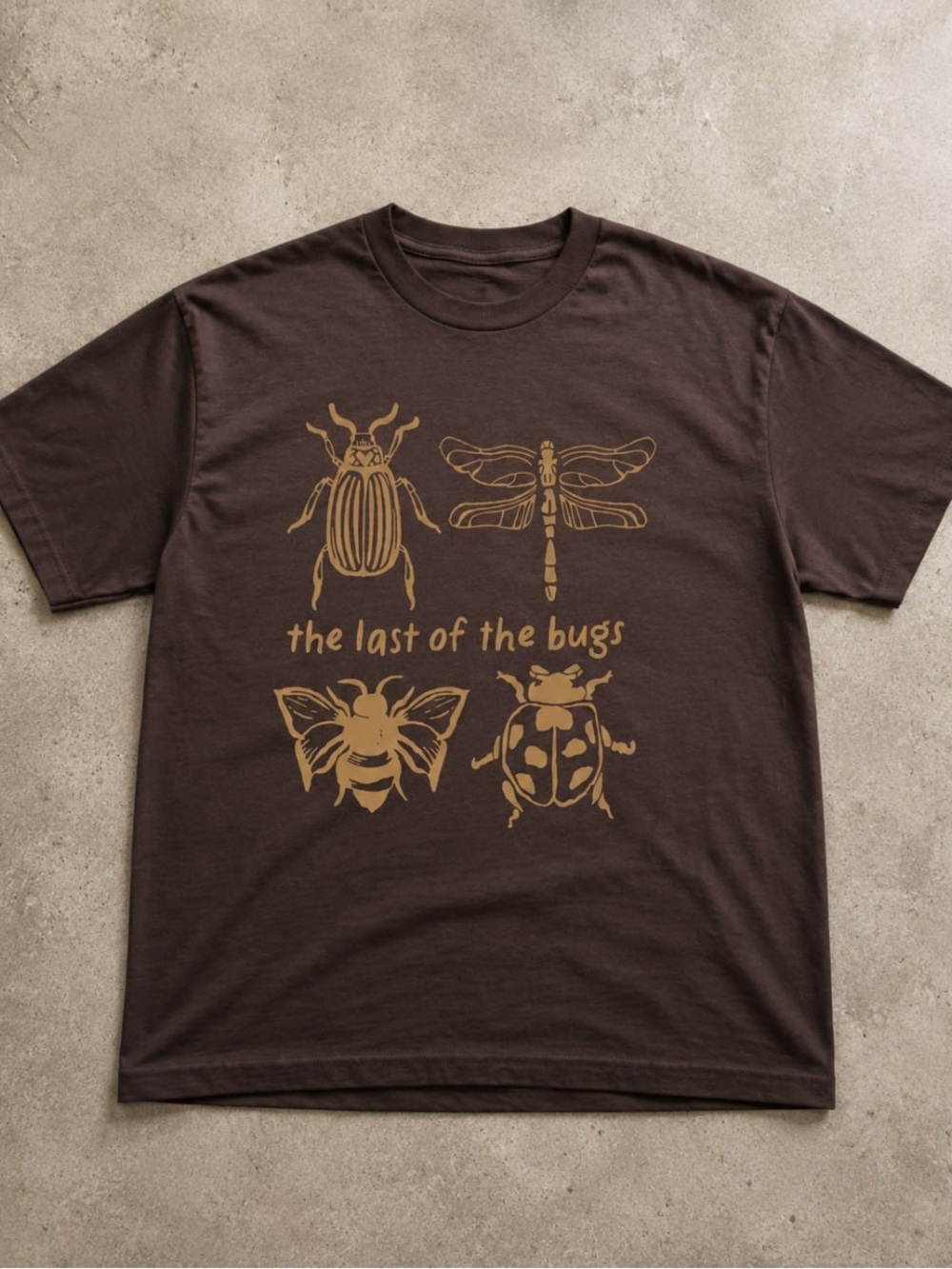 Gildan Brown Short Sleeve Tee with Gold Bug Graphic